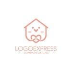 画像1: かわいい笑顔の家とハートのロゴ (1)