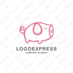 画像1: 鼻が可愛い豚のロゴ (1)