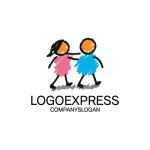 画像1: かわいい2人の子供たちのロゴ (1)