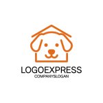 画像1: 犬の家と笑顔がかわいいペットロゴ (1)