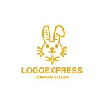 画像1: かわいいウサギとニンジンロゴ (1)