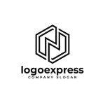 画像1: 六角形フレームN建築デザインロゴ (1)