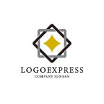 画像1: 絡み合った正方形と黄金色のひし形のロゴ (1)