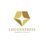 画像1: 黄金色のひし形星型ロゴ (1)