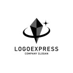 画像1: ダイヤモンドと星のスタイリッシュなロゴ (1)