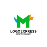 画像1: ポップなM字の犬のロゴ (1)