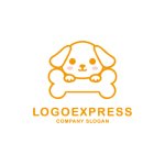 画像1: 骨と可愛い犬のロゴ (1)