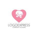 画像1: かわいい犬とハートのロゴ (1)