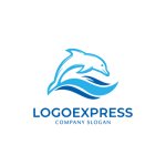画像1: 波とイルカの爽やかなロゴ (1)