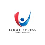 画像1: ダイナミックなUと人物のロゴ (1)