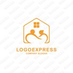 画像1: 家の中で老夫婦が団らんするロゴ (1)