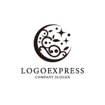 画像1: エレガントな装飾サークルロゴ (1)