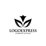 画像1: 黒のエレガントな花と葉のロゴ (1)