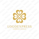 画像1: 四つ葉のクローバーのエレガントなゴールドのロゴ (1)