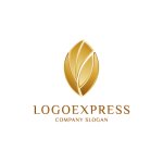 画像1: エレガントな金色の葉のロゴ (1)
