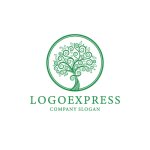 画像1: エレガントな円形ツリーロゴ (1)