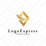 画像1: ダイヤモンドと羽ばたく羽の豪華なロゴ (1)