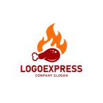 画像1: 炎とチキンレッグのおいしいロゴ (1)