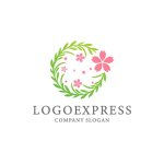 画像1: 桜と花輪の美しいロゴ (1)