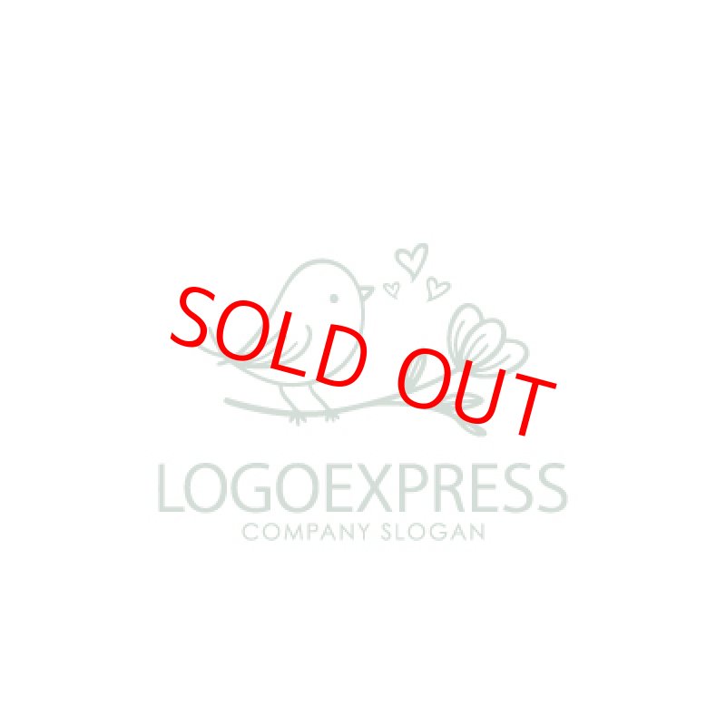 画像1: 鳥と花とハートのロゴ (1)