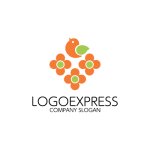 画像1: 鳥と花のパターンの可愛いロゴ (1)