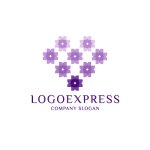 画像1: 花柄ハートロゴ (1)