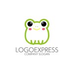 画像1: かわいい丸いカエルのロゴ (1)