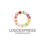 画像1: 様々なフルーツの円形ロゴ (1)