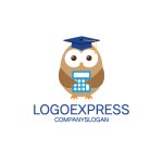 画像1: 博士帽と電卓を持つフクロウの知恵と教育ロゴ (1)