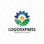 画像1: 歯車と太陽と葉の明るいロゴ (1)