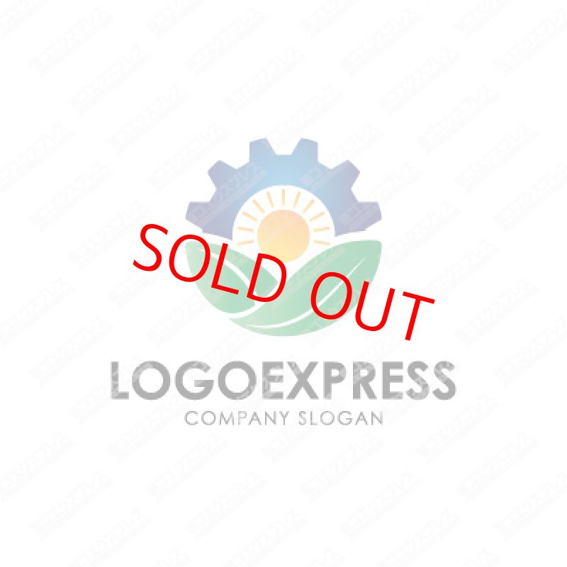 画像1: 歯車と太陽と葉の明るいロゴ (1)