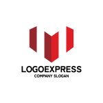 画像1: 幾何学的なハートのMまたはWのロゴ (1)