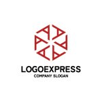 画像1: 幾何学的な六角形と回転するAのロゴ (1)