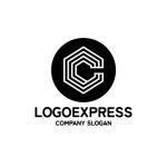 画像1: 幾何学的なC字の構造ロゴ (1)