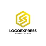 画像1: 幾何学的なSの六角形ロゴ (1)