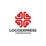 画像1: 幾何学的な赤いP字ロゴ (1)