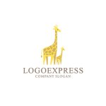 画像1: かわいいキリンの親子ロゴ (1)