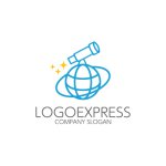 画像1: 望遠鏡と地球のグローバルなロゴ (1)