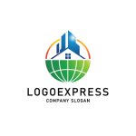 画像1: 地球と未来都市のロゴ (1)