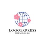 画像1: 世界に広がる桜と地球のロゴ (1)