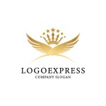 画像1: ゴールド王冠と羽根のロゴ (1)