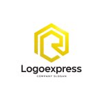 画像1: 黄金色のRと六角形のロゴ (1)