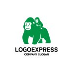画像1: ゴリラの親子が示す保護と成長のロゴ (1)
