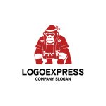 画像1: 鉢巻と法被姿のゴリラが示す、和の力強さロゴ (1)