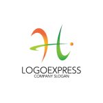 画像1: 筆記体Hとグラデーションのロゴ (1)