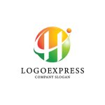 画像1: 丸いグラデーションとHのロゴ (1)