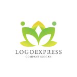 画像1: グリーンの蓮の花のロゴ (1)