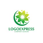 画像1: 緑の葉が咲く成長のロゴ (1)