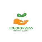 画像1: 希望と成長を育む手と芽のロゴ (1)