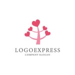 画像1: 愛情と成長を育む、ハートの木のロゴ (1)